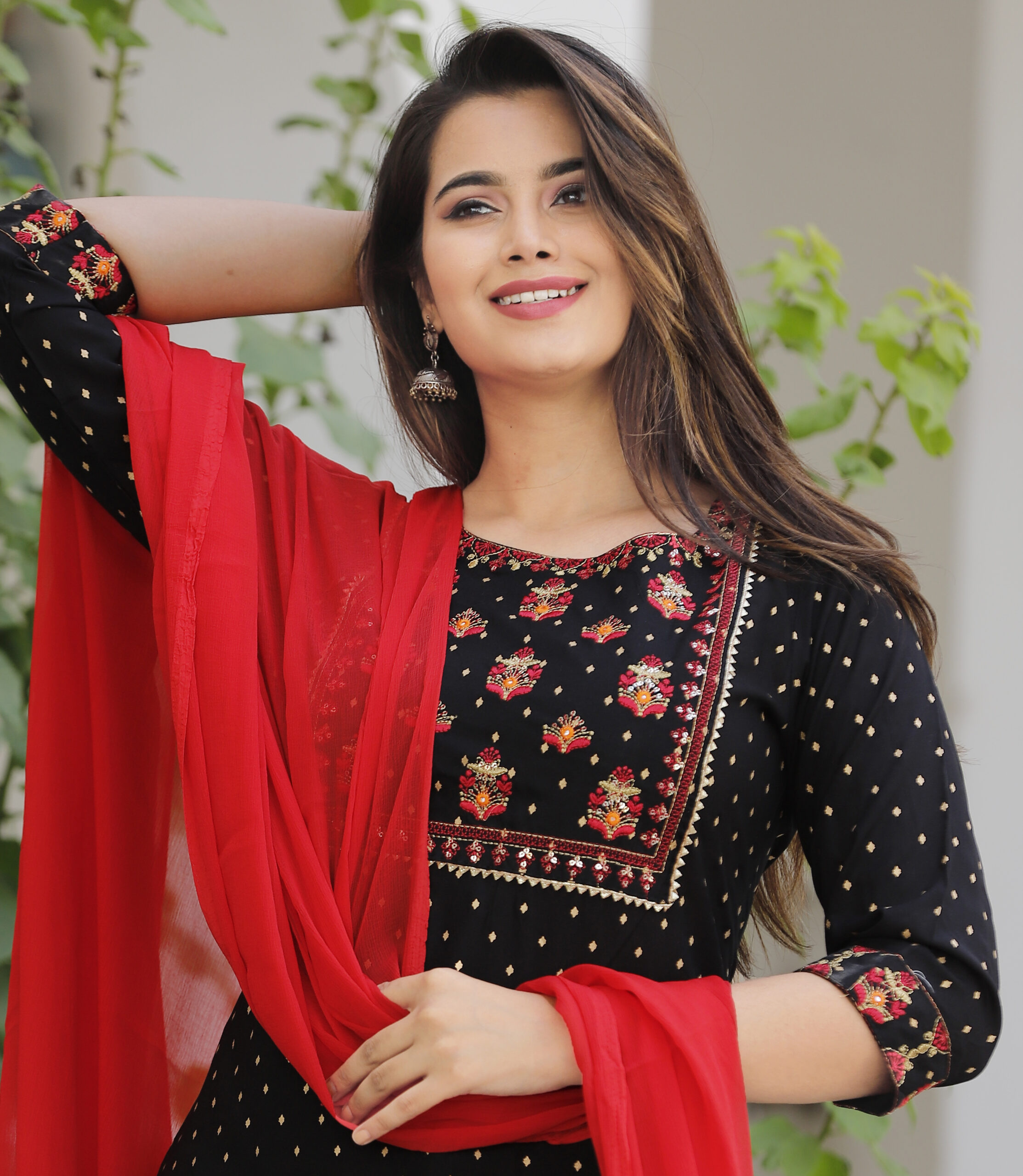 Black Printed Cotton Straight Suit Set With Dupatta - Image 2